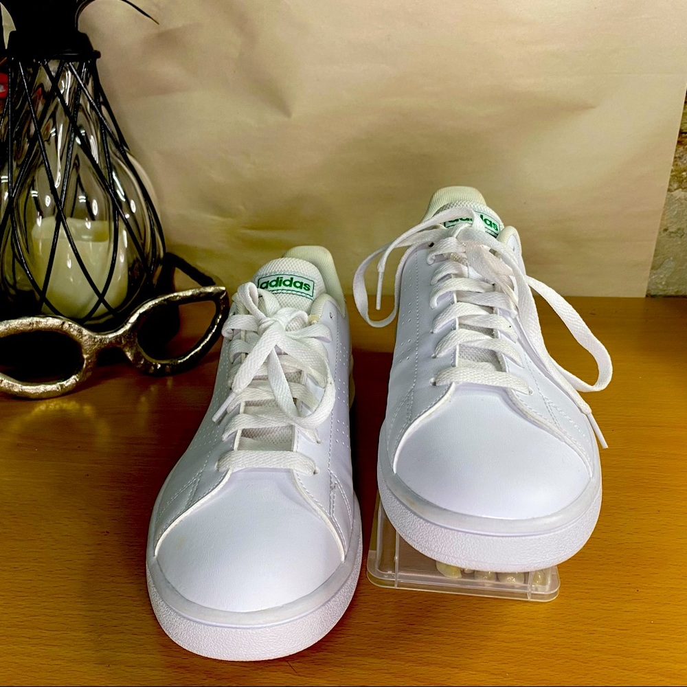 Adidas Men’s White Neo Cloudfoam Advantage Clean Leather Sneakers